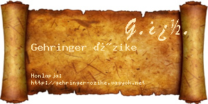 Gehringer Őzike névjegykártya